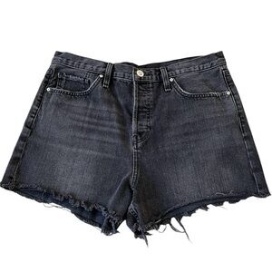 Hudson Women's Lori Denim Cut Off High Rise Shorts Size 23 Raw Hem Washed Black